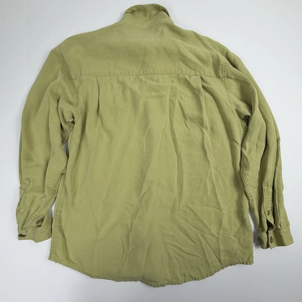 Tommy Bahama Women Silk Herringbone Button Down Shirt Sage Green Long Sleeve S - Picture 10 of 12